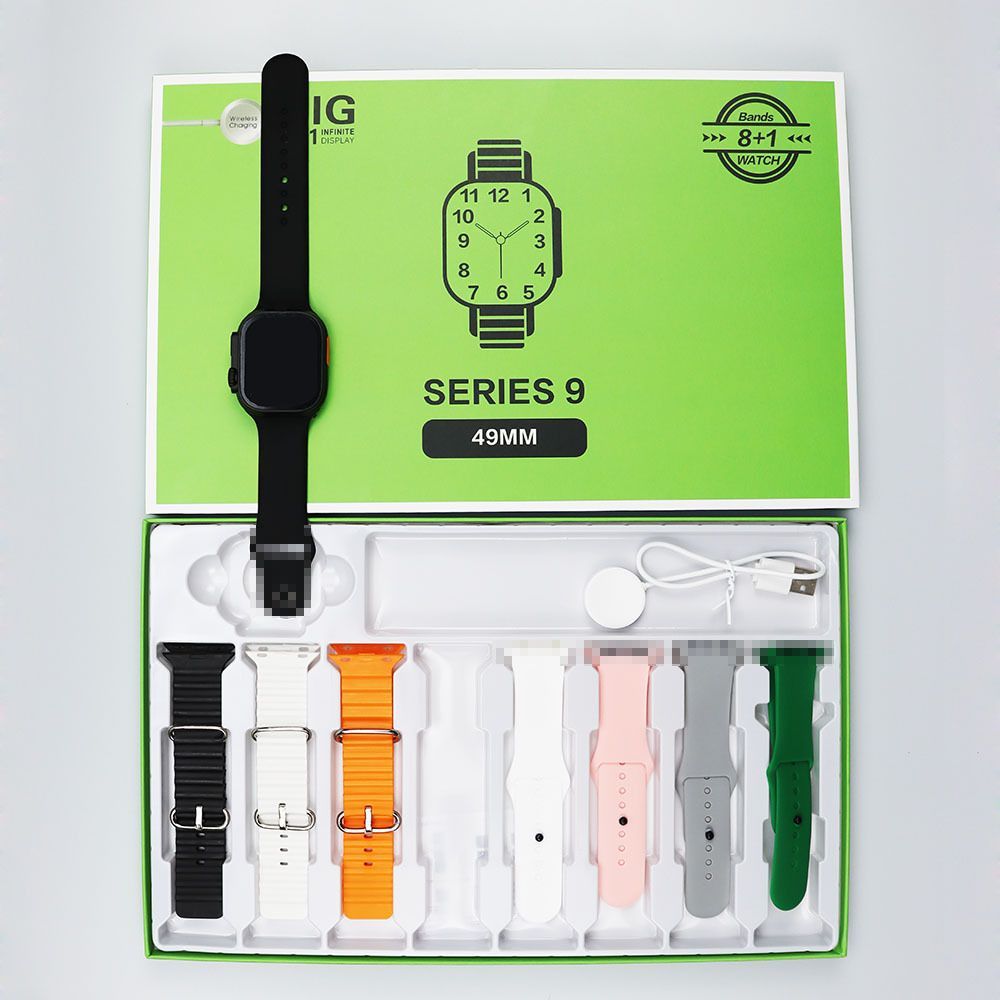 Smart watch set 8 + 1 set Huaqiang North Hot Heart Rate Monitor 2.01-inch large-screen luxury set