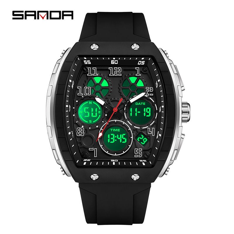 Sanda brand new digital digital multi-functional fashion trend men's watch silicone waterproof alarm clock men's watch