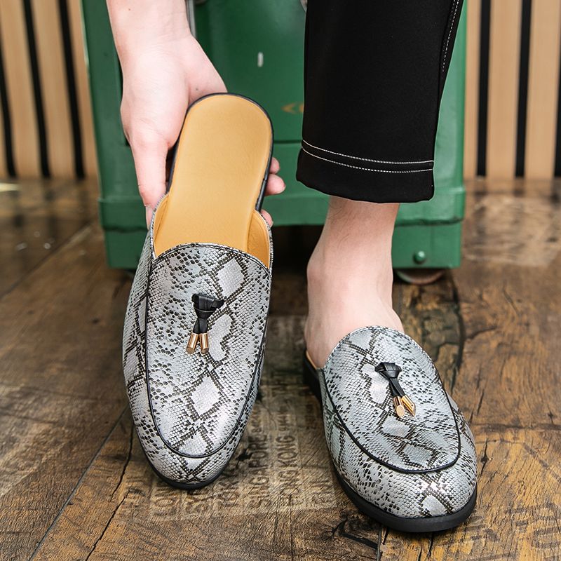 Youth Men Leisure Cool Mules Man Summer Slippers Fashion Casual Leather Loafers Flats Shoes Pu Breathable Slip On Footwears For