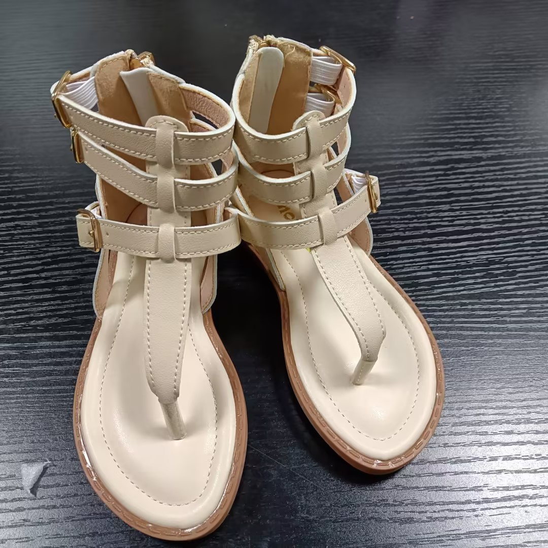 AK-80 Girls Fashion Versatile Design Sense High Top Clip Feet Solid Color Sandals