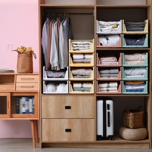 Stackable Closet Wardrobe Storage Box Organizer (Easy Open and