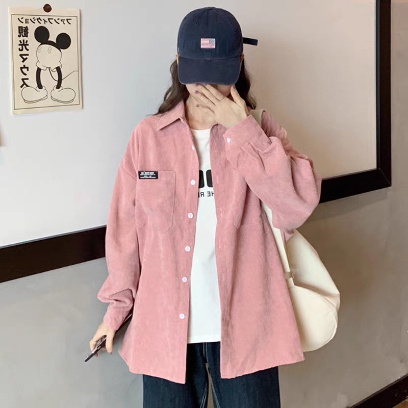 H-A1036-761-23 Women's Spring and Autumn New Versatile Loose Long-Sleeved Top Solid Color Lapel Coat