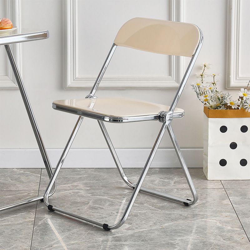 Home transparent folding chair fashionable acrylic crystal chair portable makeup chair ins style internet celebrity photo chair clothing store restaurant chairElectroplating-white