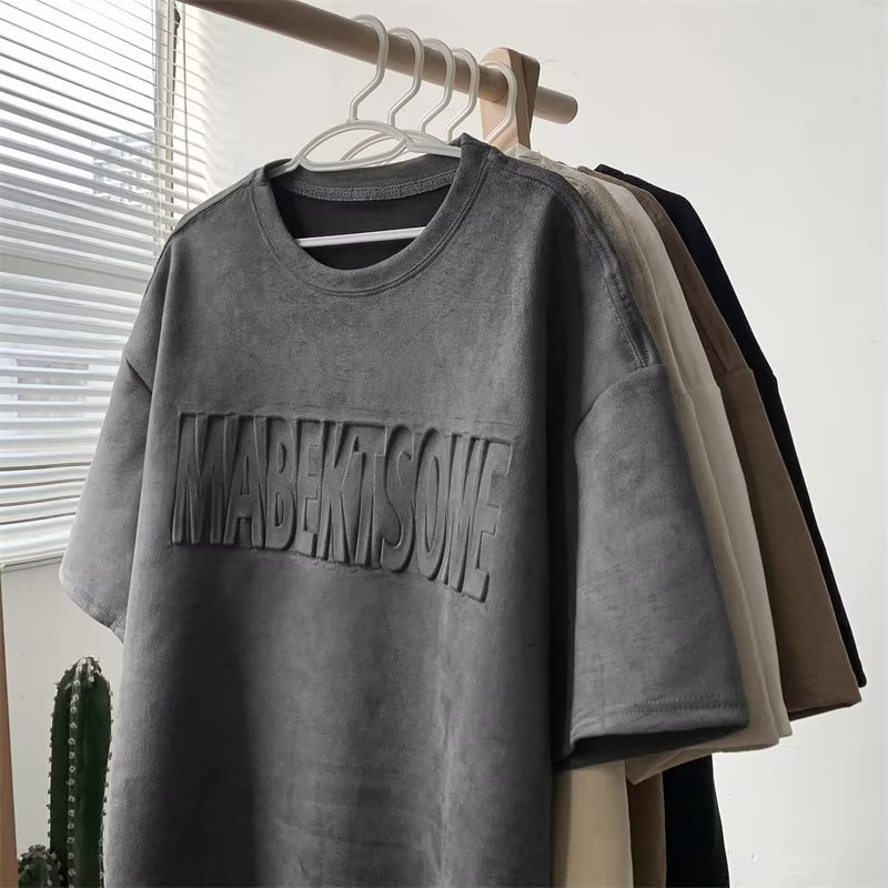 Men's Summer Retro Letter Print Half Sleeve T-Shirt Thin Breathable Top