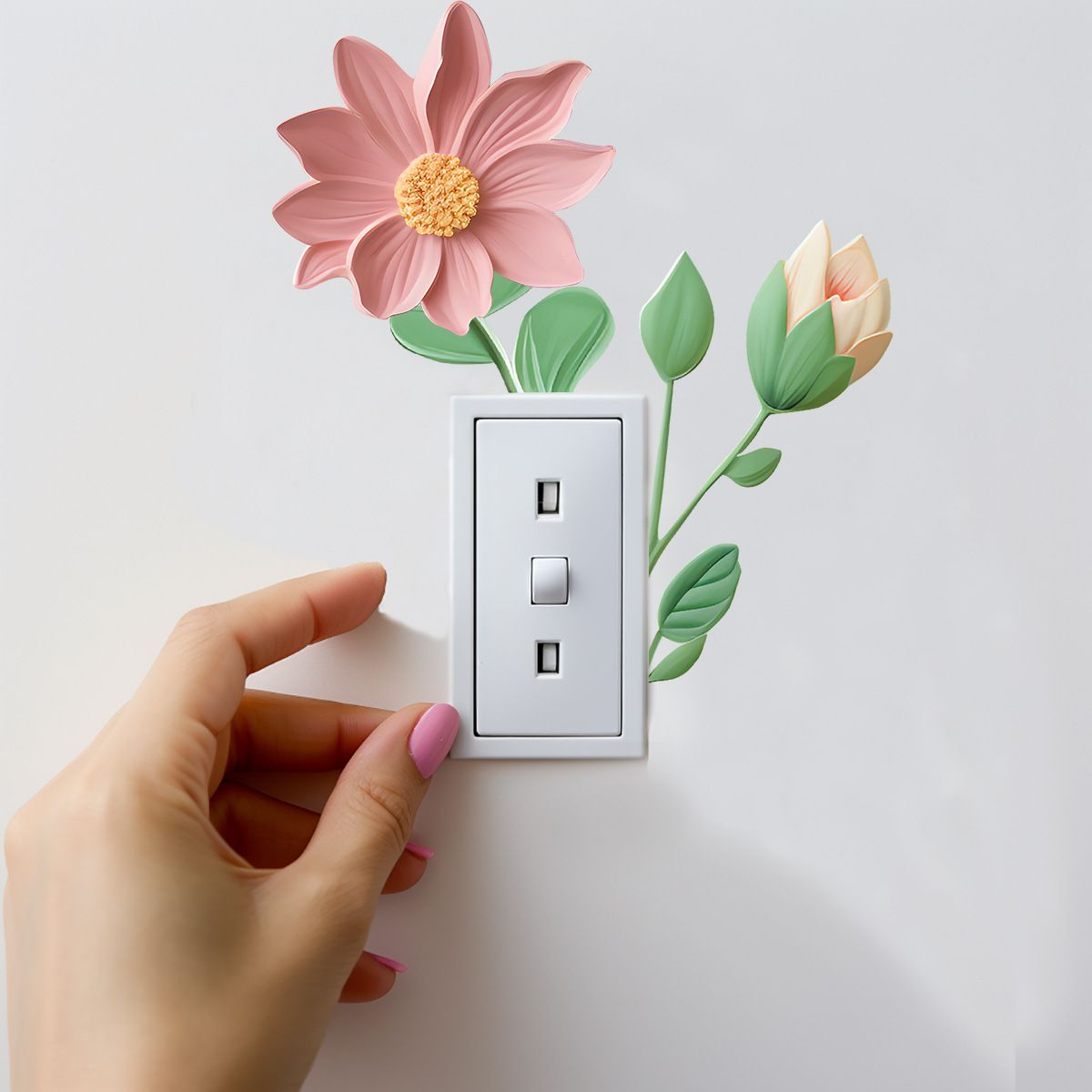 ACC32080 3D Flower Plant Switch Wall Sticker Bedroom Plug Decoration Accessories Home Decor Poster On Off Sticker decor Switch Sticker
