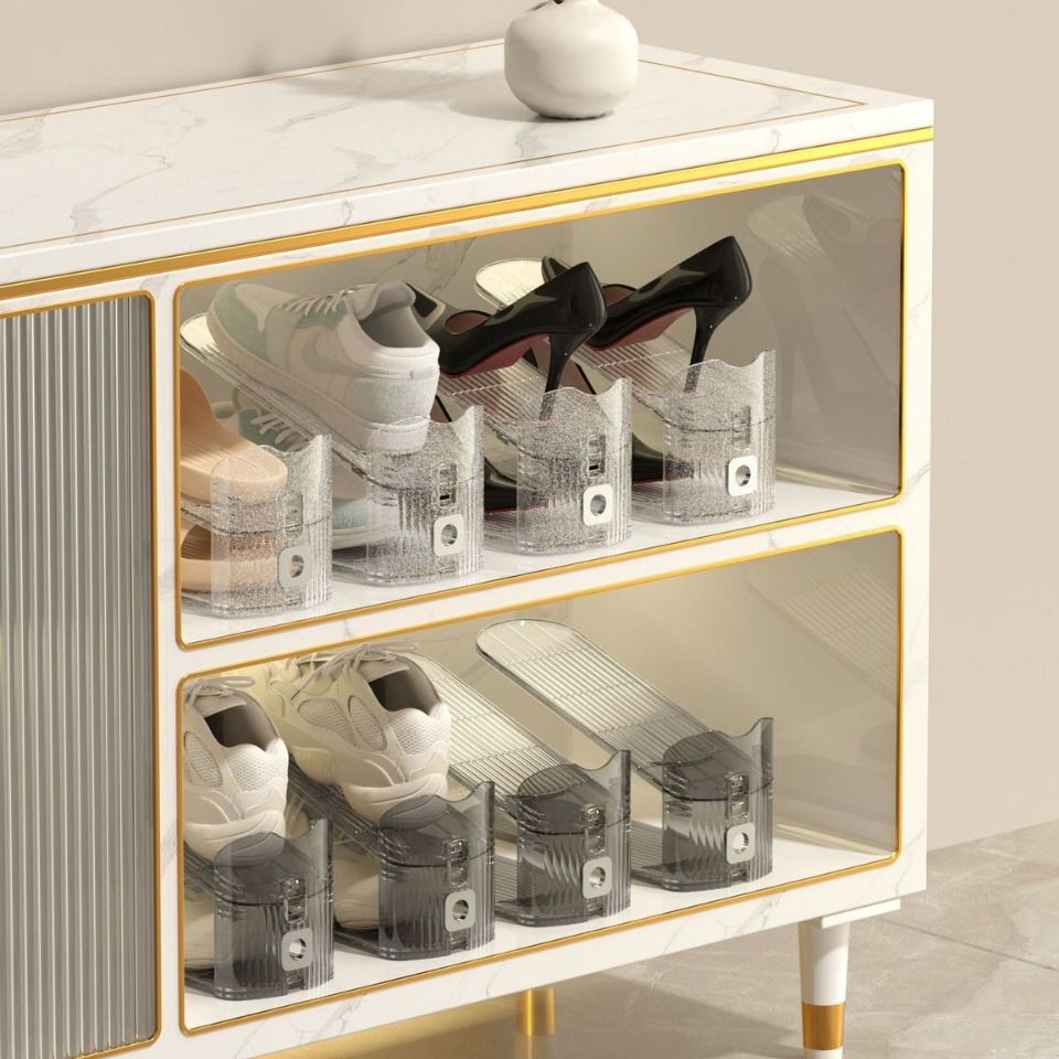 Thickened Indoor Plastic Shoe Box Stackable Dustproof Moisture Resistant Shoe Organizer Box Household Simple Luxury Shoe Rack Cabinet Home Footwear Storage Container