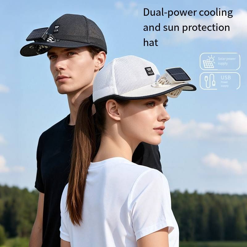 2026 New Summer Solar Cooling Fan Hat Wide Brim UV Sun Protection Fisherman Hat With Built-In Solar Fan, Automatic Solar Charging No Extra Battery Needed
