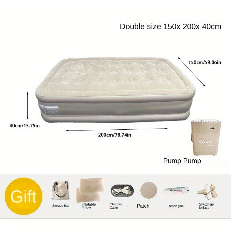 Outdoor camping moisture-proof air cushion bed One-button automatic air mattress flooring tent mattress flocking inflatable cushion