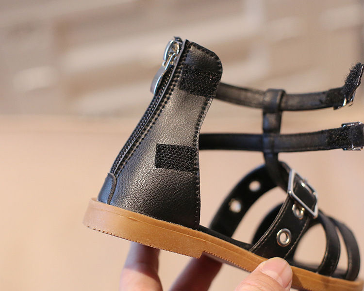 Women Girls Roman Shoes Open-toe Buckle Flat Casual Soft Bottom Sandals High Top Children's Beach Shoes

