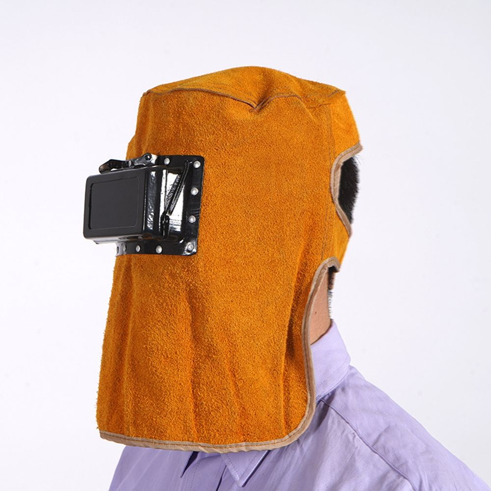 Labor protection cowhide protective head mounted face mask, visible and foldable, splash proof work face mask