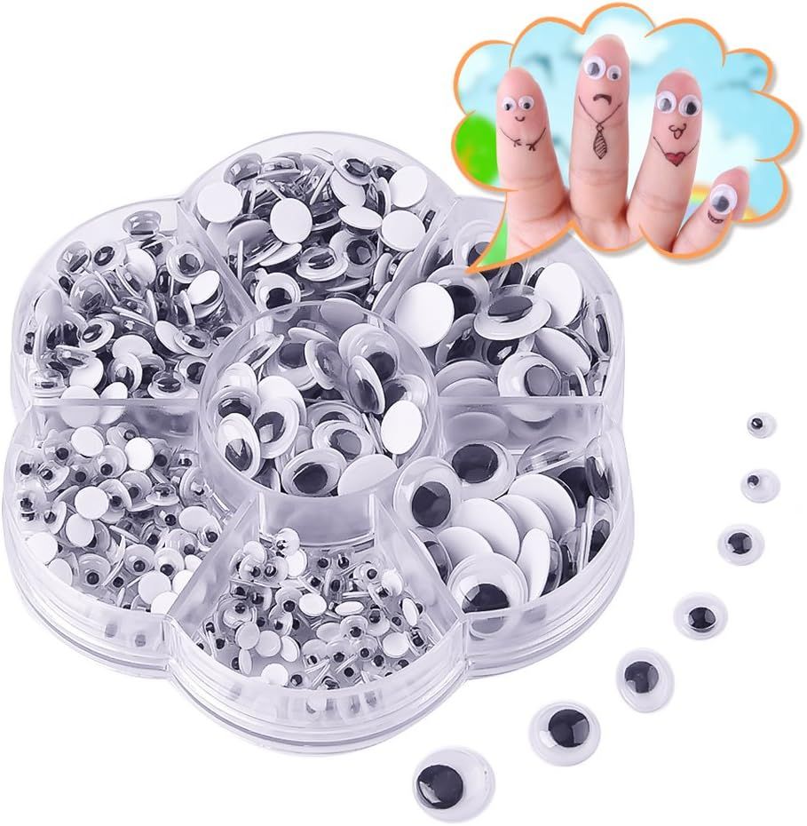 Wiggle Googly Eyes 700pcs, Self Adhesive Googly Eyes DIY Scrapbooking Crafts (Assorted Sizes)