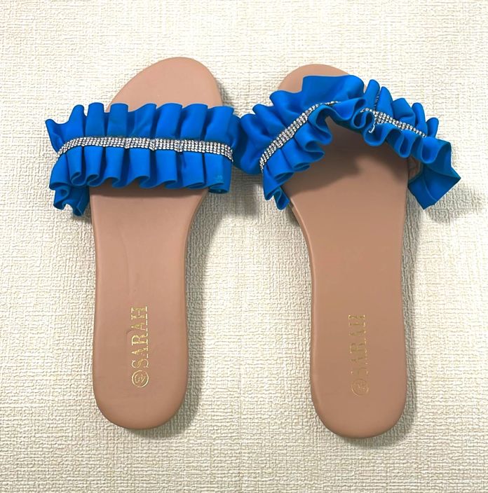 Ladies Twist Ribbon Glitter Crystals strip Fashion Stylish Design Casual Flat Heel Outdoor Summer Sandals Slippers