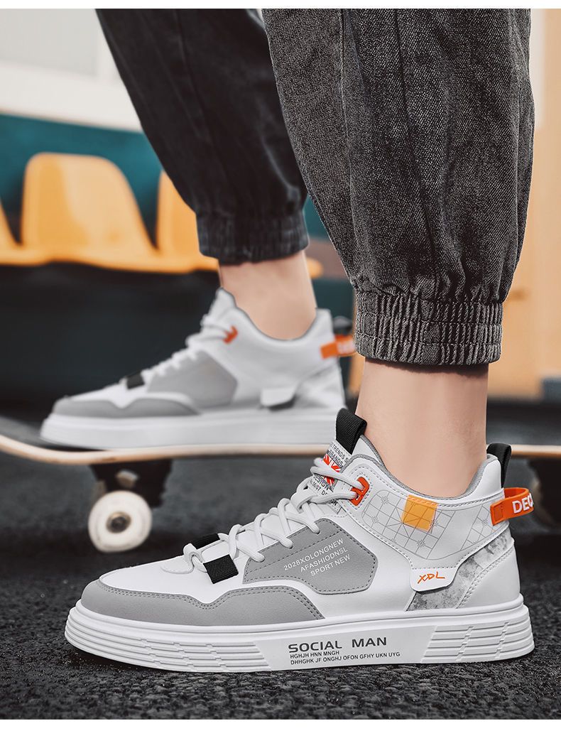 Skateboarding Shoe New High Top Shoes for Spring Summer Men's Flat Bottomed Board Shoes Trendy Versatile Student Casual Single Shoes for Men