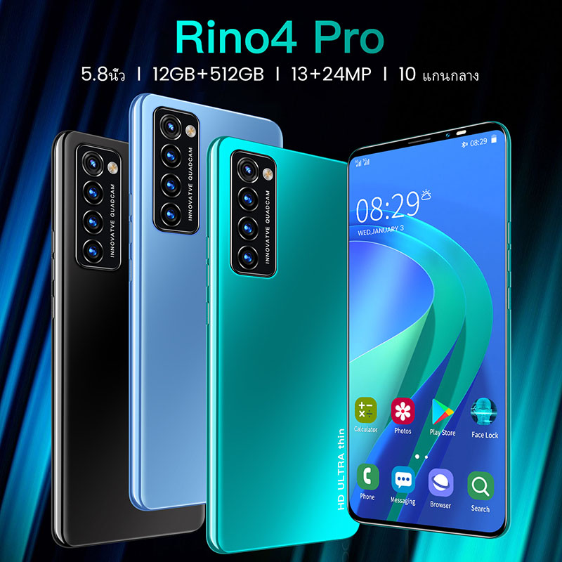 LADAVD High-definition ultra-thin rino4 Pro 5.8-inch 5G dual card dual standby Android phone 512GB Mobile Unicom smartphone 48 million camera dual-core CPU battery capacity 4800MAH Smartphone face recognition, fake fingerprint unlocking in the screen, with WIFI+BT+FM+GPS, Micro USB interface