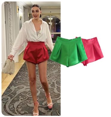 High waist shorts for women, Elegant shorts, loose, flared, wide leg, solid color, summer novelty 