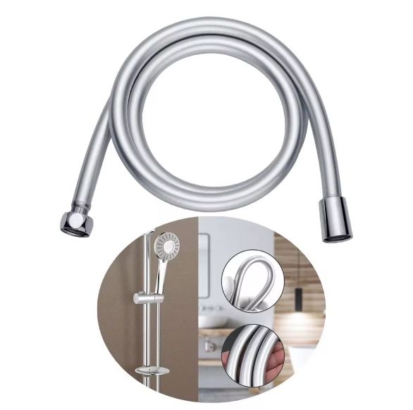 Silver Shower Hose Flexible Anti-Twist Reinforced Handheld PVC Shower Hose