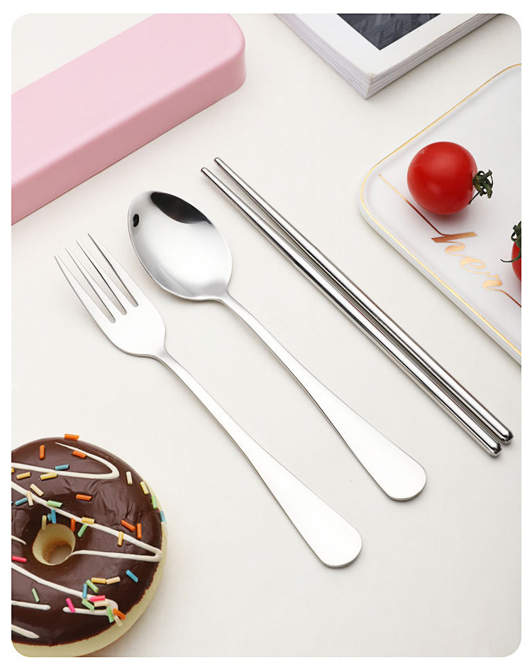 Travel Camping Cutlery Set Portable Tableware Stainless Steel Chopsticks Spoon Fork Steak Knife with Storage Case
