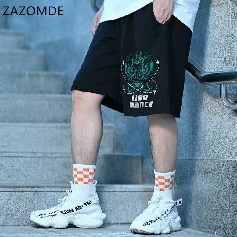 282 Hip Hop Shorts Streetwear Oversized Men Summer Thin Casual Fashion Trend Loose 5-Point Beach Sports Middle Pants
