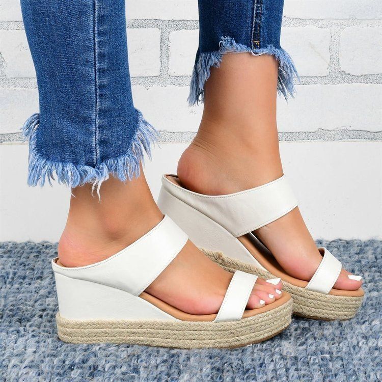 A882 Women's Spring/Summer Casual Wedge Slippers Fish Mouth Open Toe Slippers