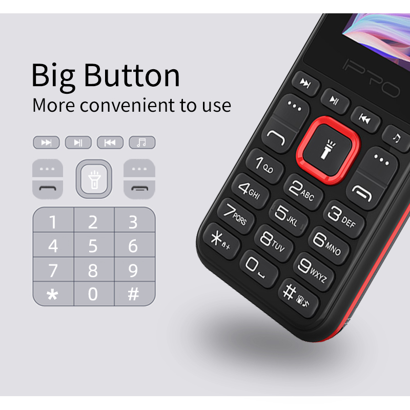 IPRO F184 1.77 Inch Multi Media Button Wireless FM 800mAh Battery Feature Bar Phone Mobile Phone Dual SIM Card  FM Torch  Cell Phone