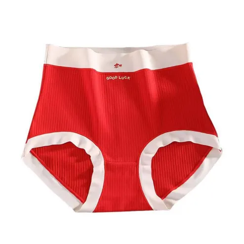 New Year's bright red underwear women's cotton fat size 200 kg rabbit New  Year's high waist seamless women's briefs