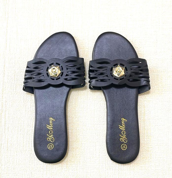 Women's outdoor casual flat elegant gold star design easy wear slip-on sandals slippers