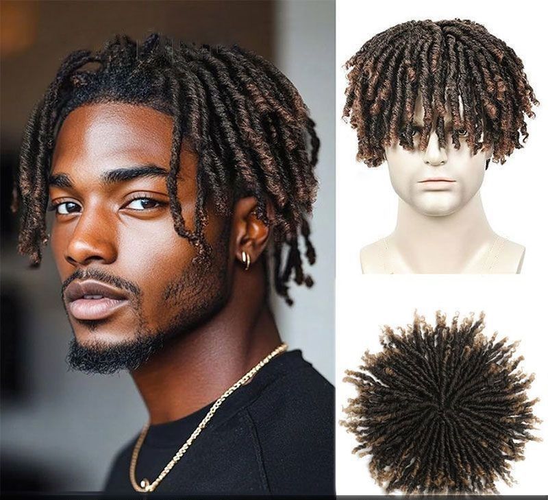 Men Full‑Head Wig with Braid Dreadlock Style, Hip‑Hop Fashion Custom Hairstyle Wig, Cool Trendy Personality Hairpiece for Party Street‑Style Look
