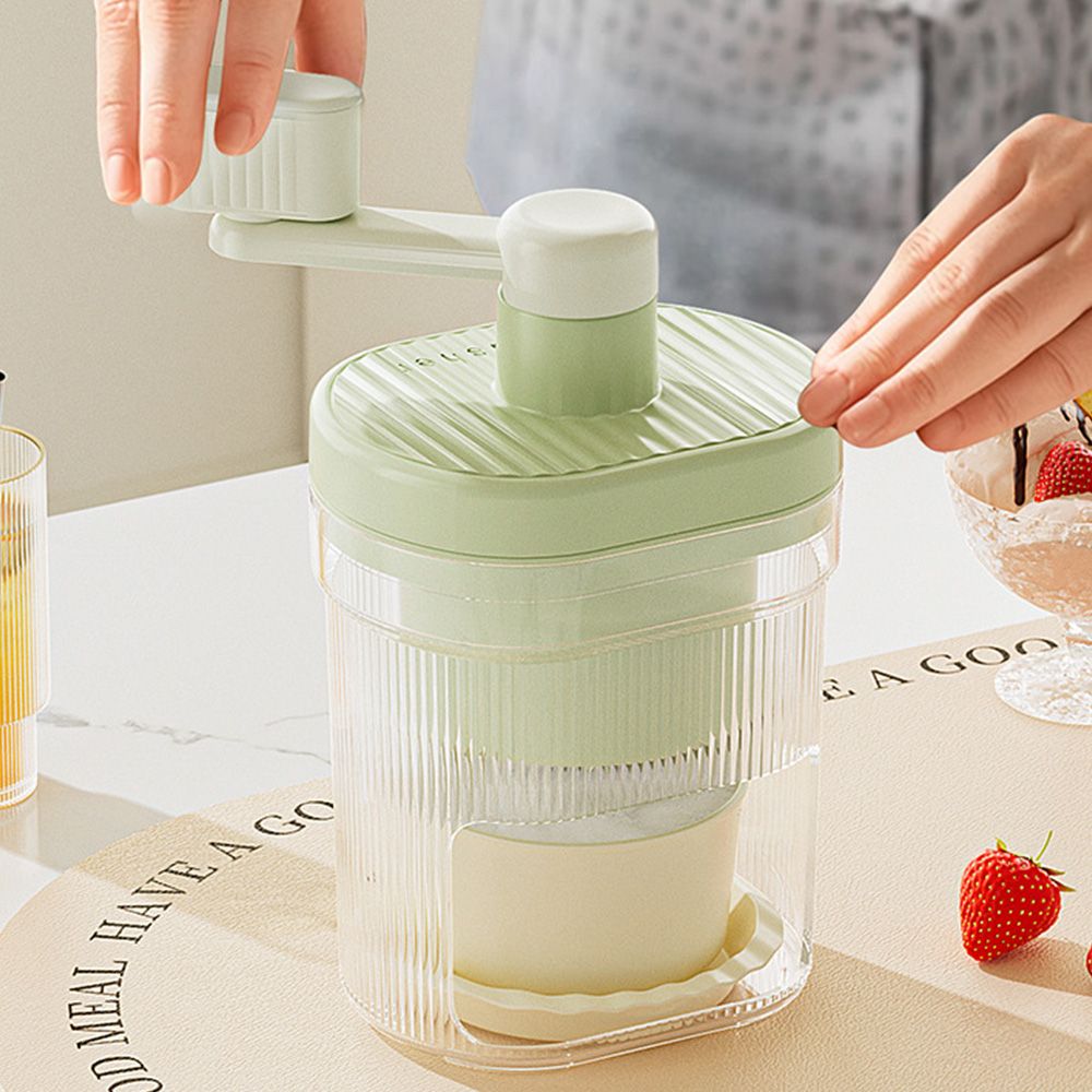 Manual shaved ice maker for home use; small hail ice maker for mobile stalls; hand-cranked ice shaver for fluffy ice and crushed ice; no for electricity.