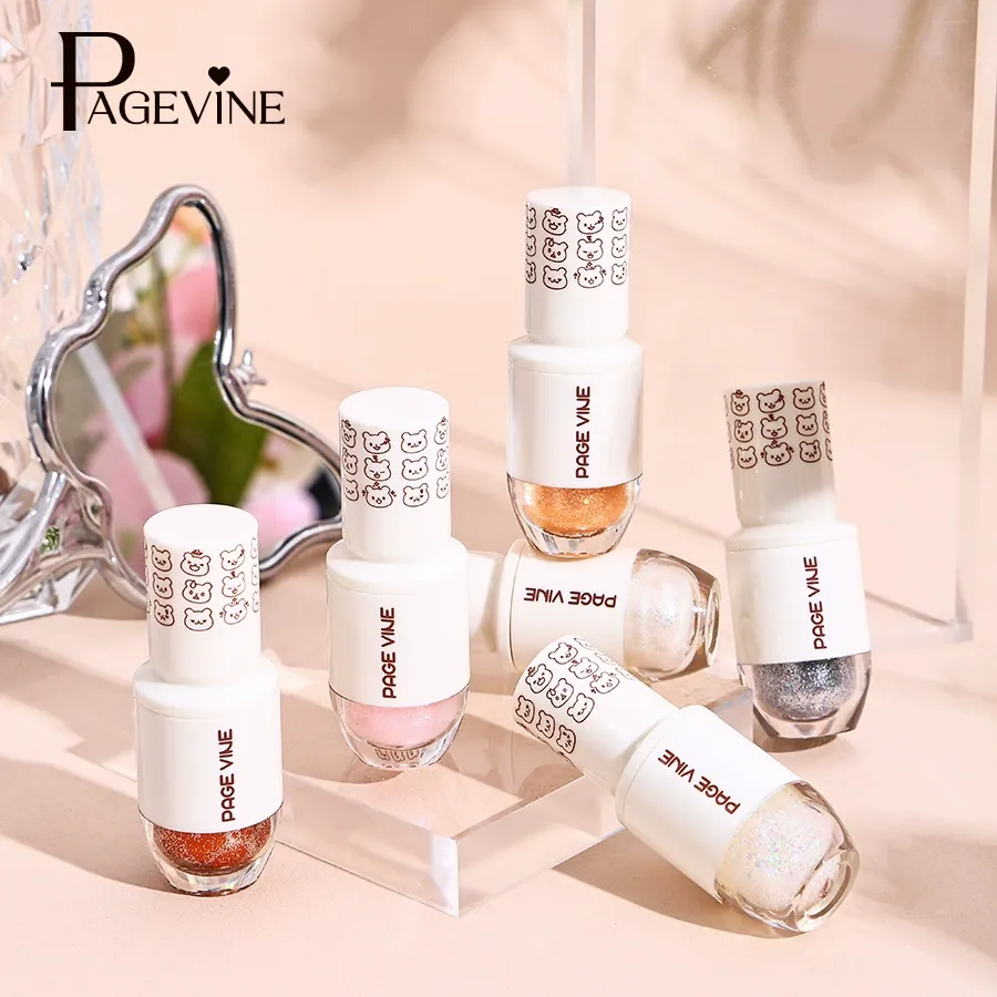 Starlight Liquid Eyeshadow Cute Bear Design Lying Silkwown Brightener Pearlescent High Gloss Shimmer Eye Liquid
