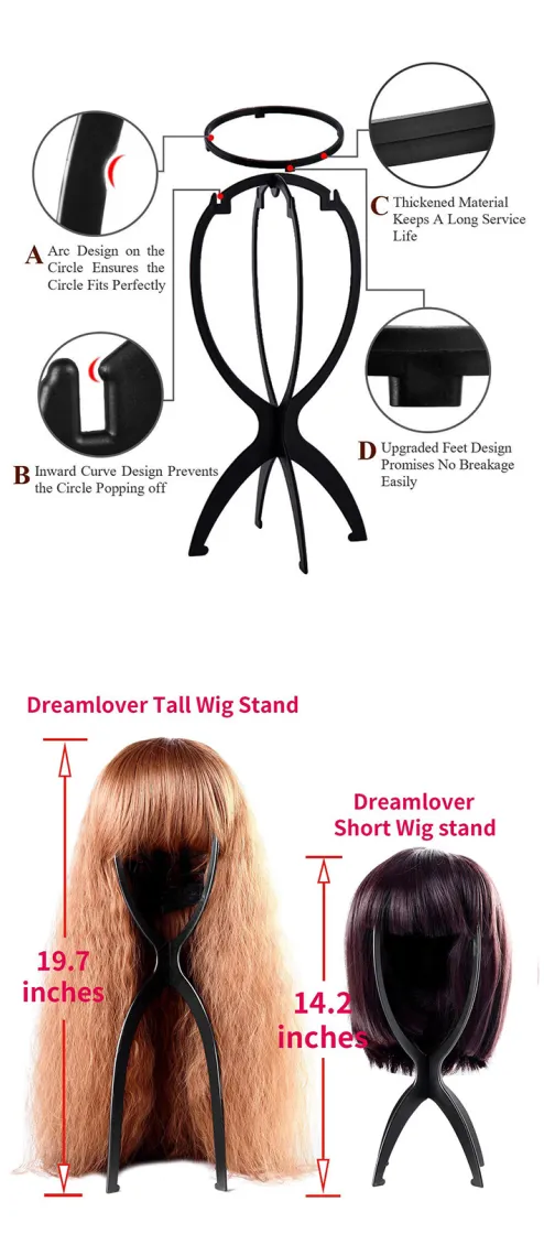 Dreamlover Wig Stand, Wig Head Stand, Travel Plastic Wig Stand, 2