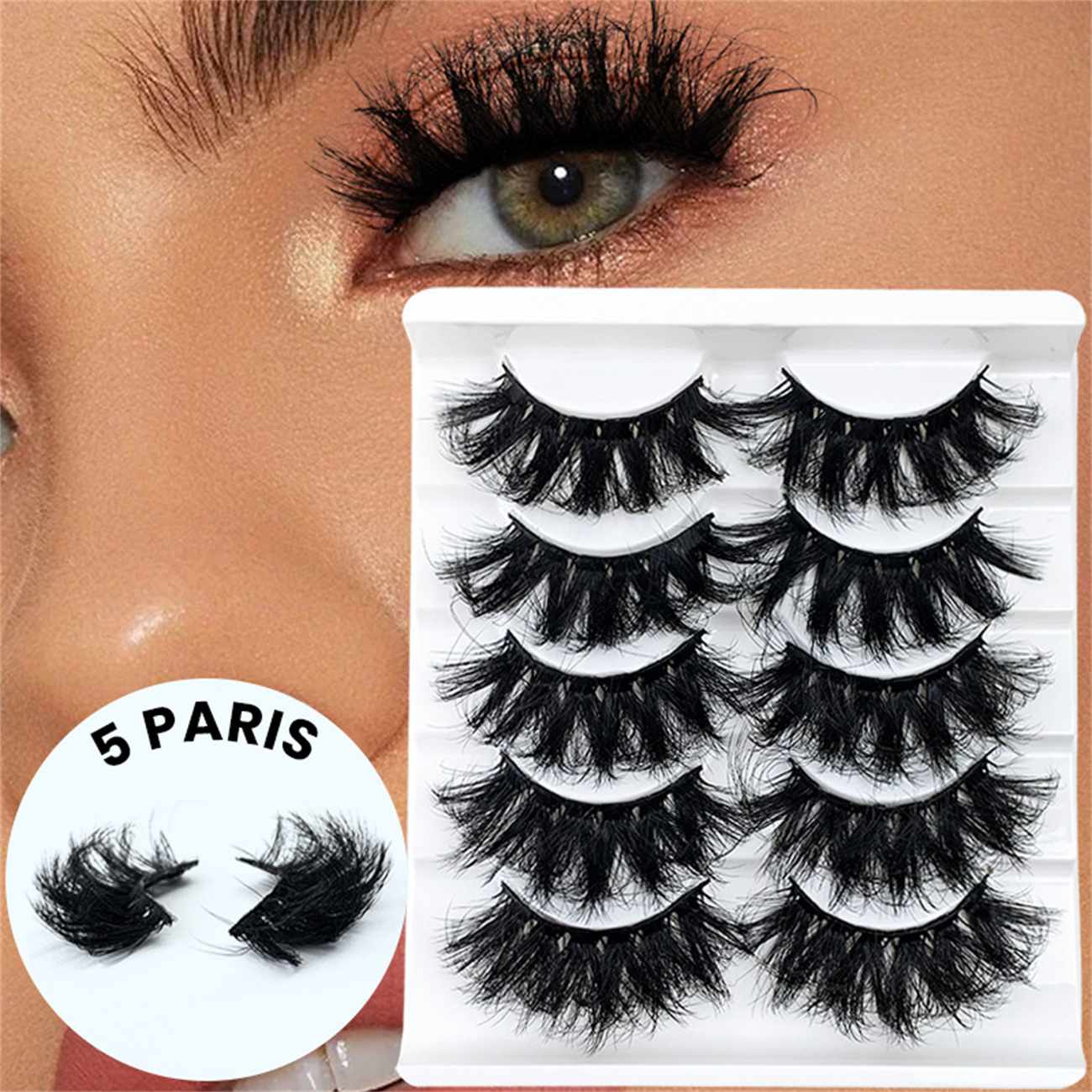 Ladies messy fried hair 5 pairs of exaggerated thick imitation mink European and American whole false eyelashes 88