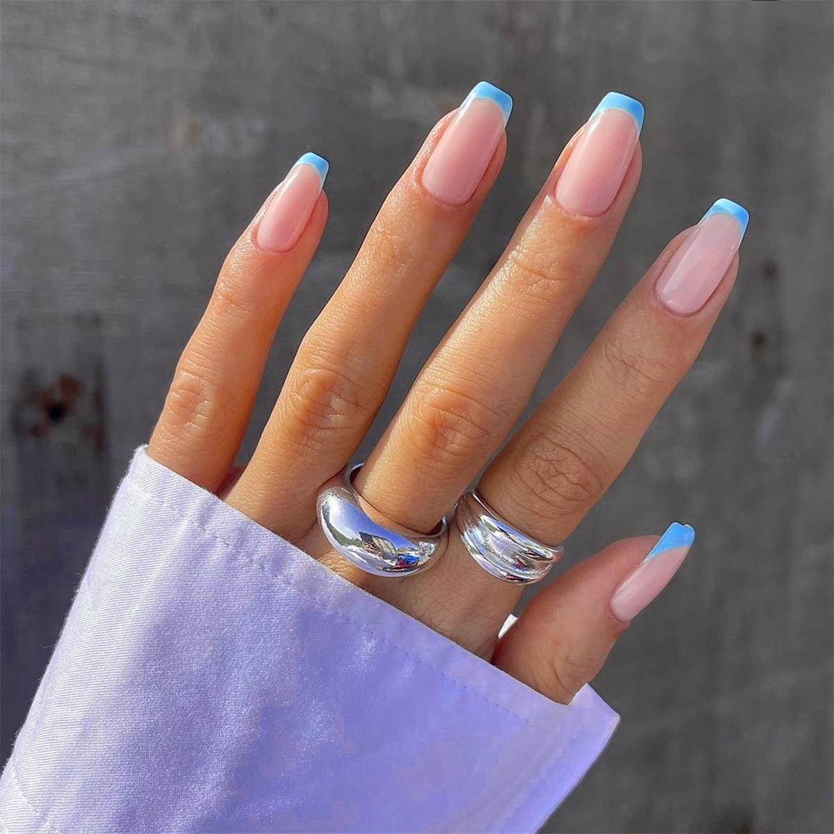 JP1124 24 Pcs Glossy Press on Nails, Medium Square Fake Nails, Acrylics Full Cover False Nails for Women and Girls