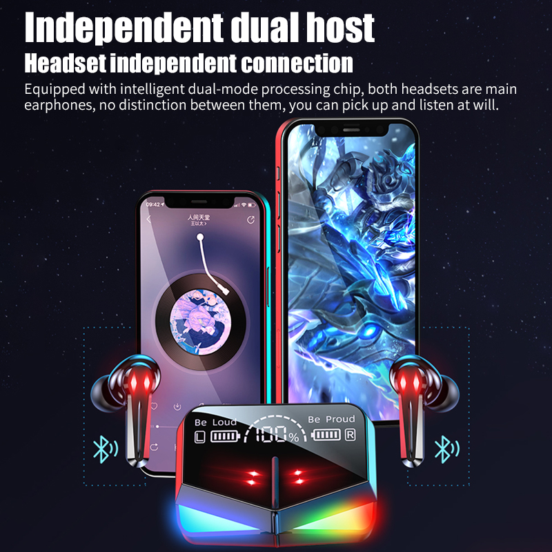 Game/music mode Low-Latency Bluetooth Earphones TWS 5.1 Wireless Microphone Touch Control