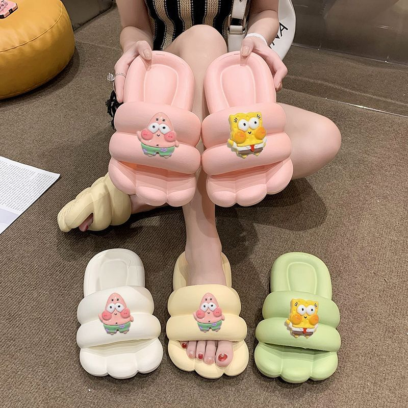 2309 Women Cartoon Soft Bottom Cloud Summer Slippers Indoor Outdoor Non-Slip Slides Slippers