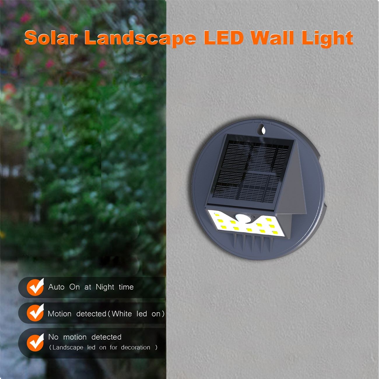 AUNONT Solar Wall Light Garden Patio Outdoor Lighting Waterproof LED Sensor Light Wall Ambient Light