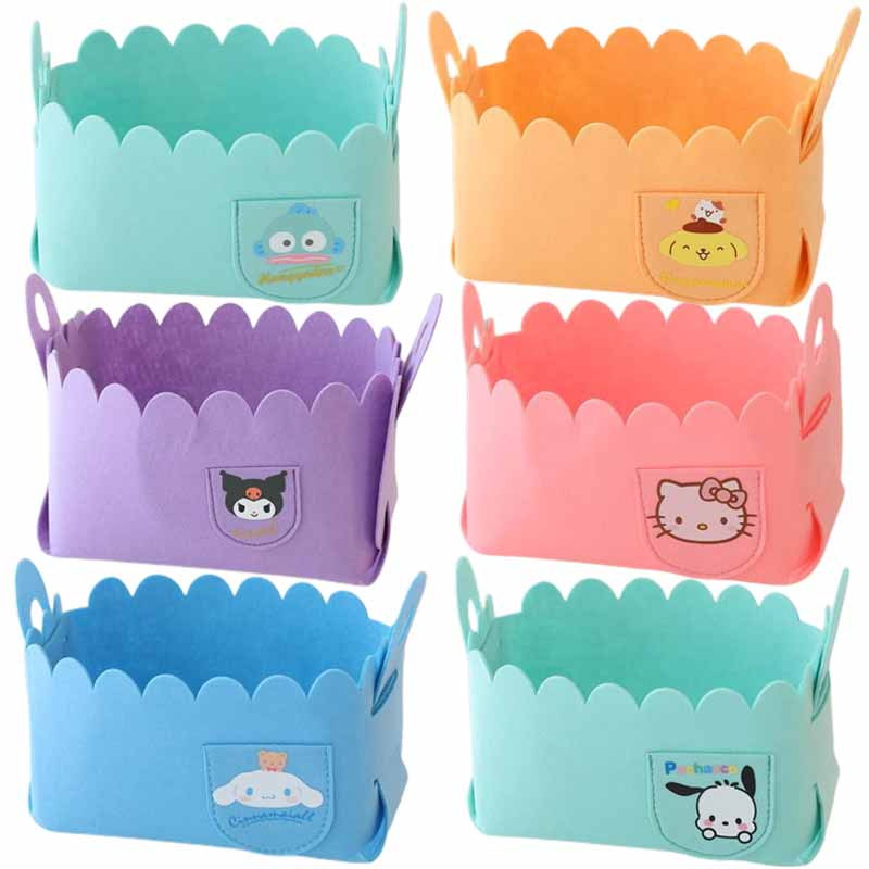 Sanrios Anime Cinnamoroll HelloKittys Kuromi My Melody Pochacco Hangyodon Cartoon Cute Desktop Toys Sundries Storage Basket