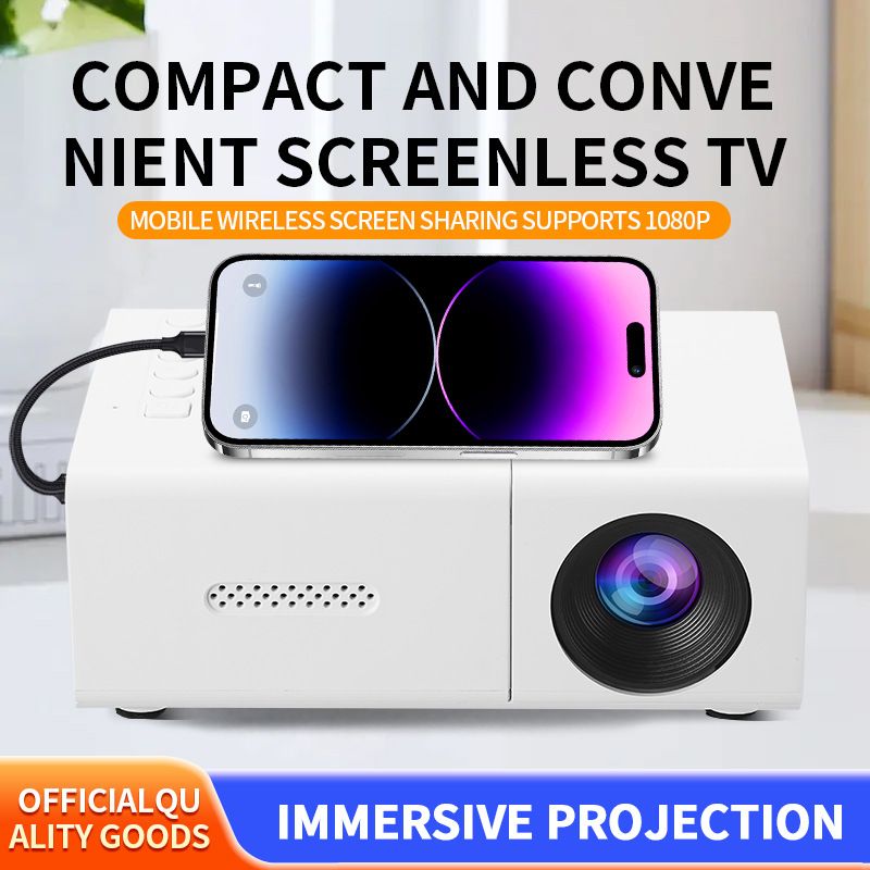 New Mini LED Projector Portable Home Theater Video Projector Small Pocket Projetor for Home Bedroom Outdoor Movie Compatible with HDMI USB TV Stick Smartphone Yellow White