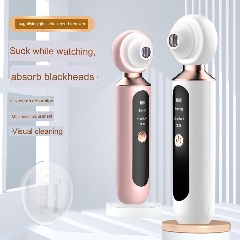 New Visual Electric Blackhead Remover With Builtin Magnifier, Adjustable Strong Suction Design, Help Deep Clean Pores, Remove Surface Dirt And Residue, Handheld Rechargeable Facial Auxiliary Beauty Device For Home Daily Face Care