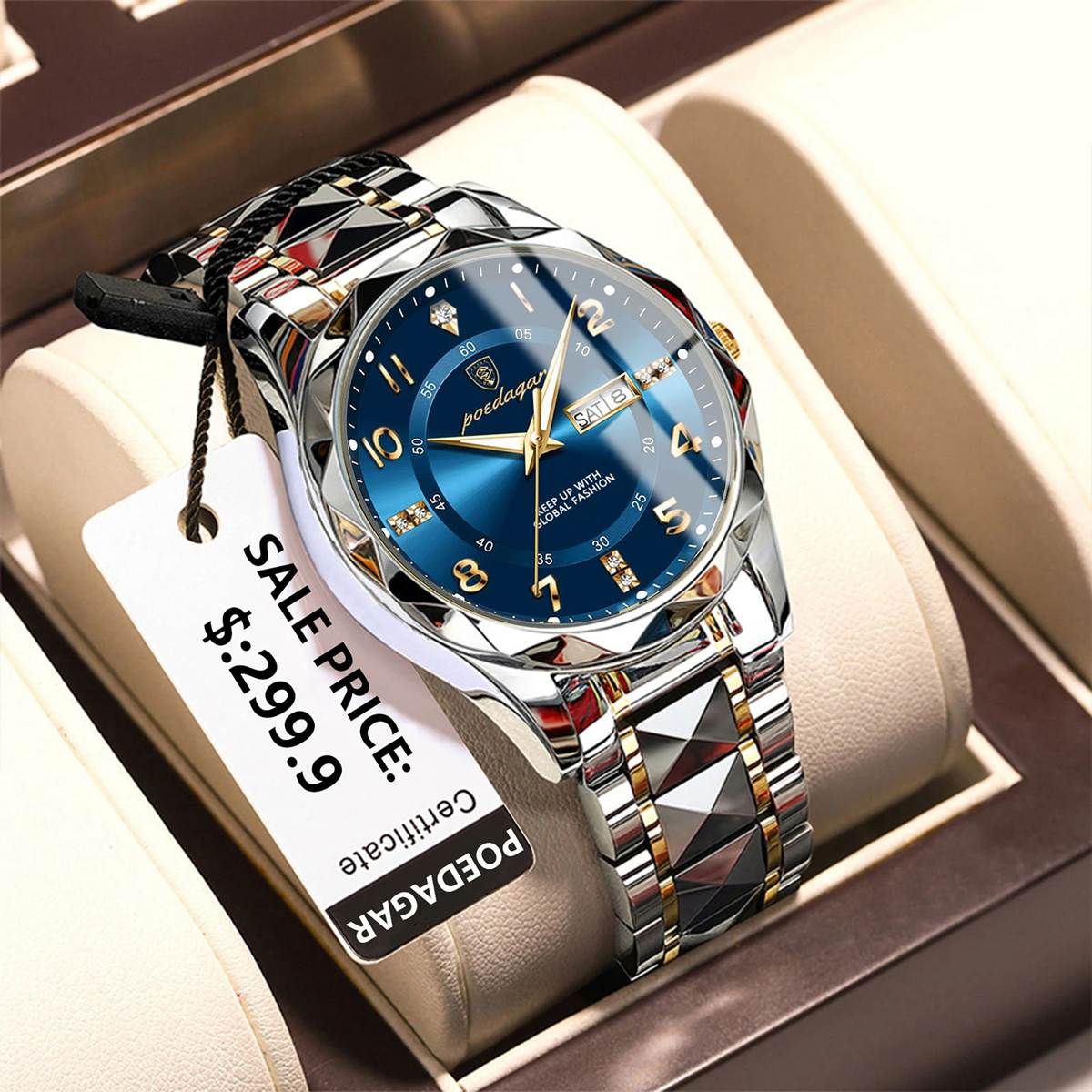 615# Luxury Man Wristwatch Waterproof Luminous Date Week Men Watch Sport Stainless Steel Quartz Men's Watches Male