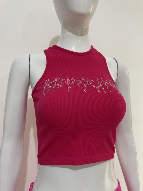 New solid color round neck sleeveless pullover hot diamond crop top casual slim crop top casual sexy little vest