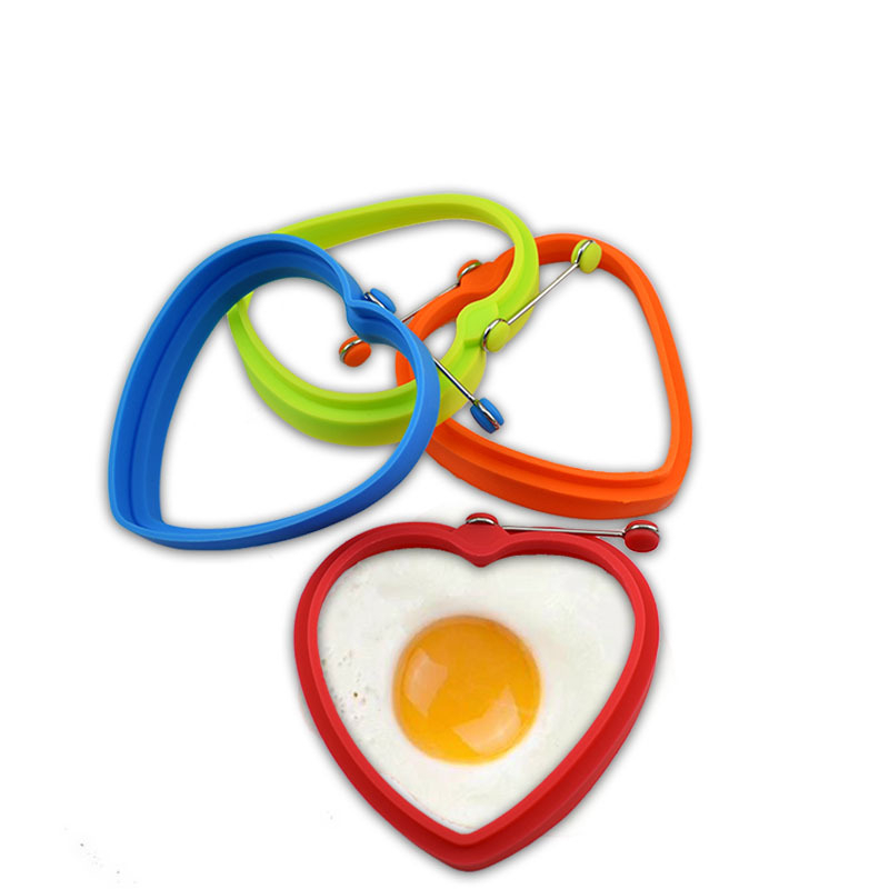 Egg Ring- Fried Egg Mold, Heart Shaped Silicone Egg Poacher, Non Stick Pancake Shaper Mold With Handles