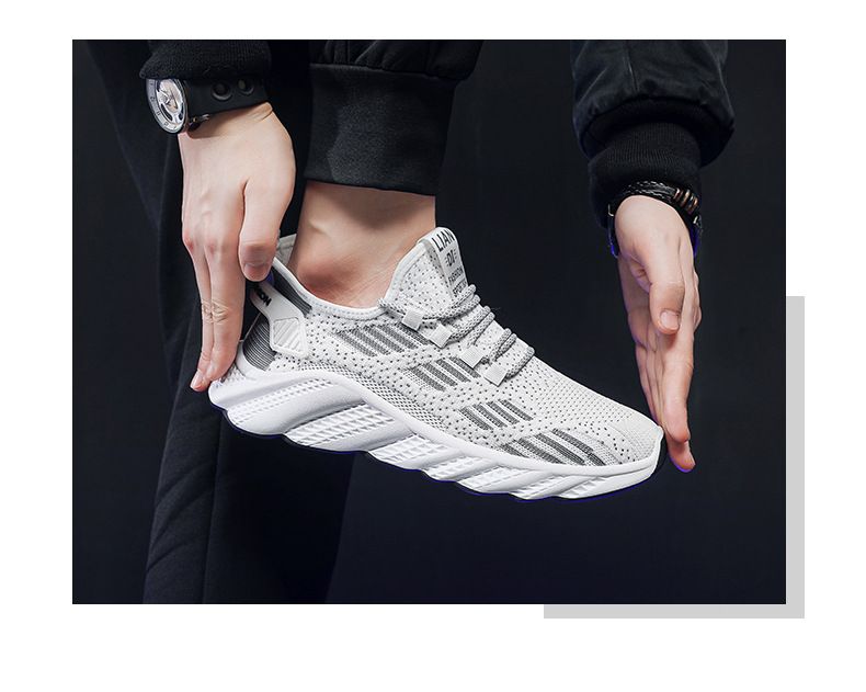 2024 autumn new breathable men's sneakers mesh men's shoes casual shoes men's fashion flying woven running shoes AD128
