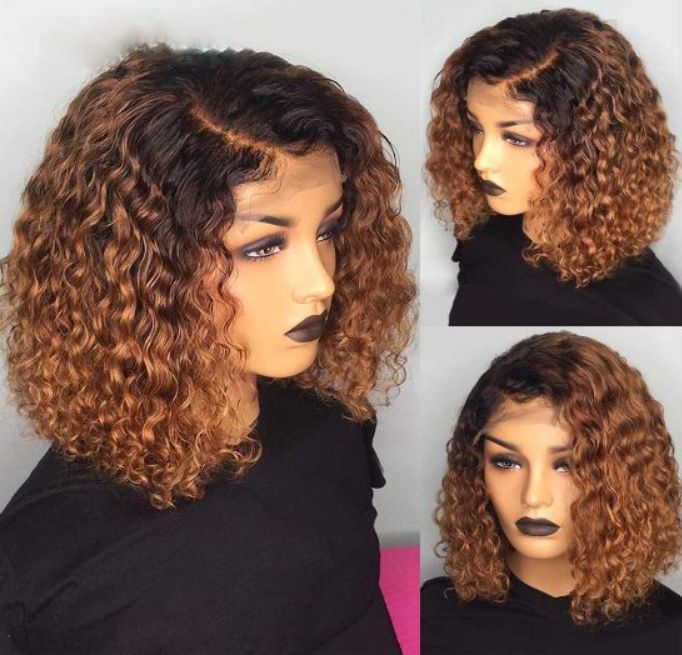 Ohemaa Strands Premium 100% Unprocessed Human Hair Front Lace Wig- 5*1 Short Curly Wigs (14"CW)