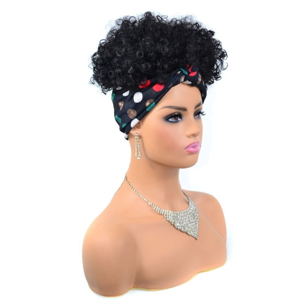 TopKiss Long Wavy Wig with Colorful Polka Dot Headband for Women, Half Head Hairpiece Local