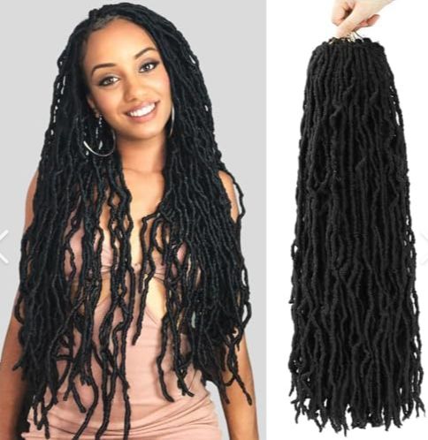 Obaasima Strands Faux Locs Crochet Braids Hair Pre Looped Soft Dreadlocks Braiding Hair  Faux Locs Pack- Soft Locs Crochet Hair BLACK (2#)