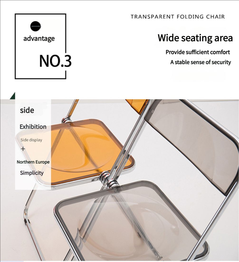 Home transparent folding chair fashionable acrylic crystal chair portable makeup chair ins style internet celebrity photo chair clothing store restaurant chair