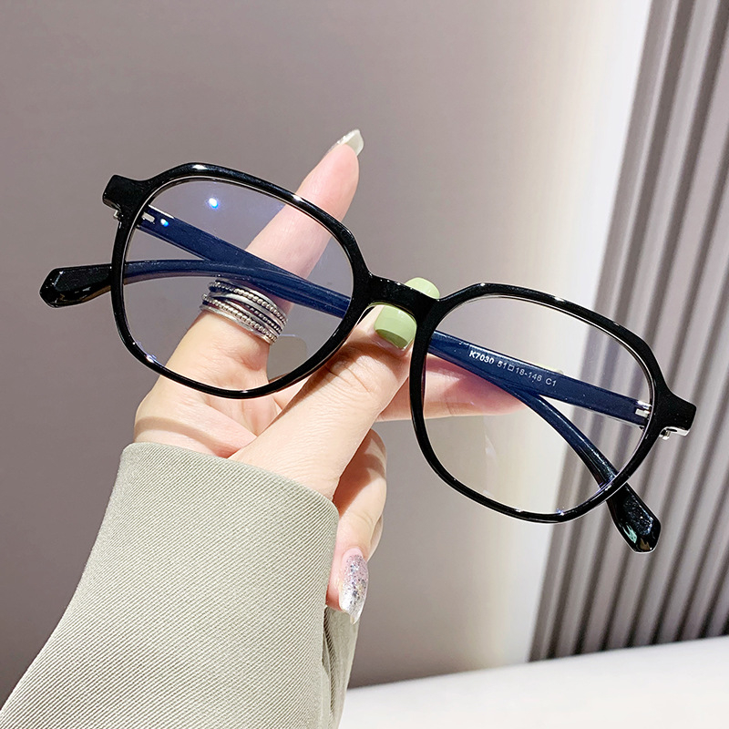 0308K Vintage Design Square Myopia Glasses Transparent Tea Anti Blue Light Blocking Nearsighted Glasses