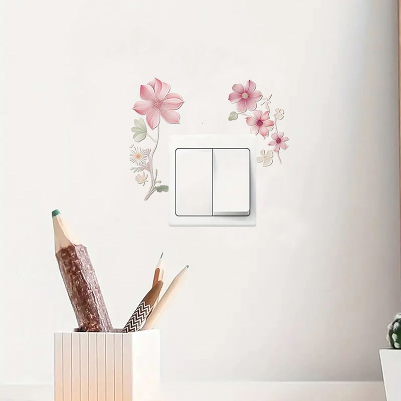 ACC32004 3D Switch Wall Sticker PVC Removable Waterproof Sticker for Bedroom Bathroom Living Room Beautiful Flowers Home Decoration