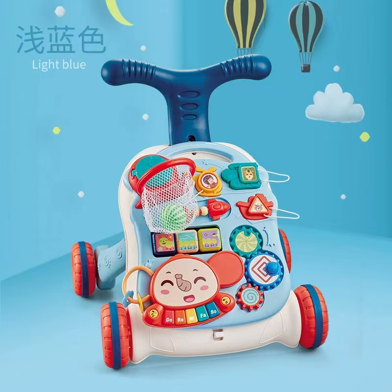 Baby Walker Toy Baby Multi-function Baby Stroller Anti-rollover Can Increase Weight Newborn Learning To Walk Toy Baby WalkerBlue