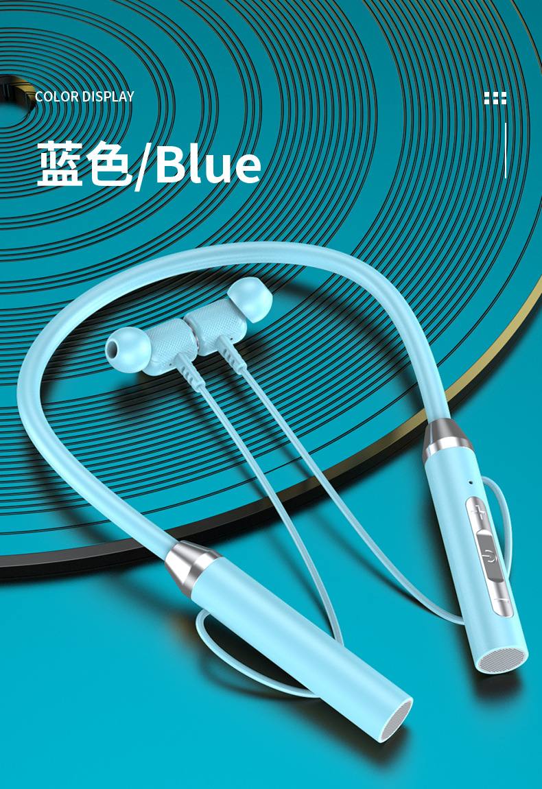 Carefully selected Bluetooth wireless earphones, neck-hanging sports dual-ear in-ear neck-hanging style, ultra-long standby battery lifeBlue